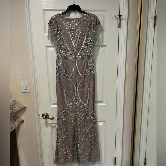 ADRIANNA PAPELL Beaded Fringe Trim Gown - Picture 8 of 11